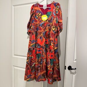 Alvin Red Multicolor Long Sleeve Dress